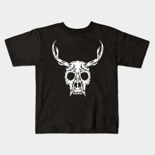 Creepy Gorilla Antlers Cool Unique Animal Skull Kids T-Shirt by theperfectpresents